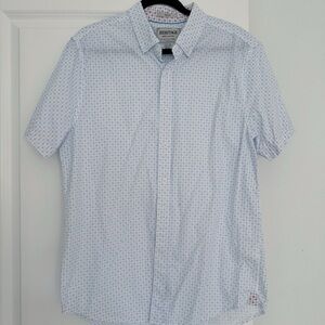 Heritage men’s casual short sleeve button down slim fit shirt top size large